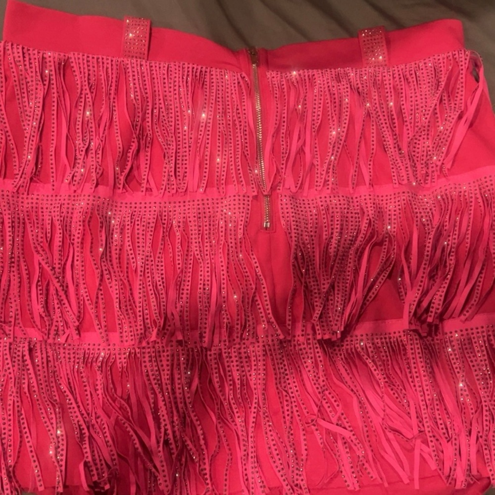 Southern Chics pink Rhinestone fringe skirt